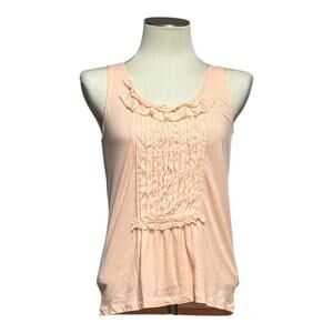 J.Crew Cotton Silk Ruffle Sleeveless Tank Top Peach Medium